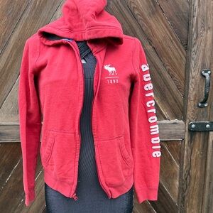 Abercrombie & Fitch Kids Red Zip-Up Hoodie